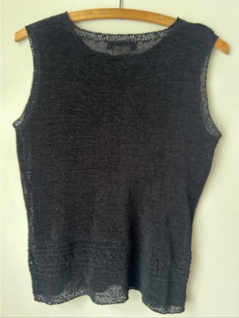 Boho Mac & Jac Black Knit Sleeveless Crochet Indie Tank M